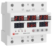 Трехфазное реле напряжения и тока EKF с дисплеем MRVA-3, 63A