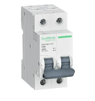Фото Автоматический выключатель Systeme Electric City9 set ав с, 63 А, 2 Р, 4.5 kА, 230 В C9F34263 