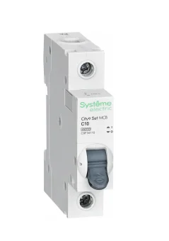 Фото Автоматический выключатель Systeme Electric City9 set ав с, 10 А, 1 Р, 4.5 kА, 230 В C9F34110