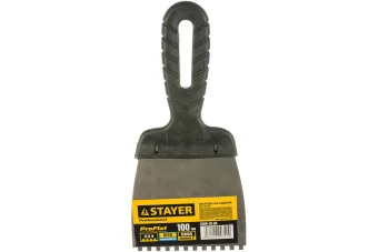 Фото Шпатель зубчатый STAYER 100 мм 4х4					