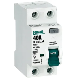 Купить УЗО DEKraft 2P 40А 30мА тип AC 6кА