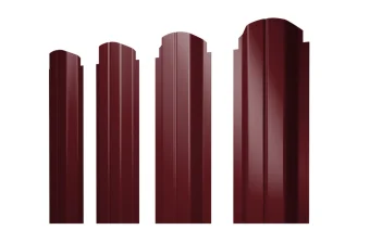 Фото Штакетник П-образный А фигурный 0,45 PE RAL 3005 красное вино