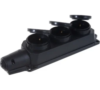 Купить Розетка IP44, с заглушками 3 пост. с заземл.