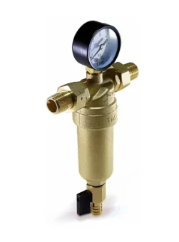 Купить Фильтр тонкой очистки промывной с манометром, для горячей воды Tim 3/4