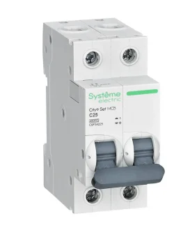 Фото Автоматический выключатель Systeme Electric City9 set ав с, 25 А, 2 Р, 4.5 kА, 230 В C9F34225 