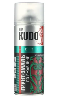 Купить Грунт-эмаль по ржавчине матовая высокопрочная в баллончике KUDO RAL 9005 чёрная KU-319005