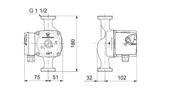 Купить Насос циркуляционный Grundfos UPS 25-60 180 с гайками