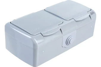 Фото Розетка 2-я с прозрачной крышкой IP54 