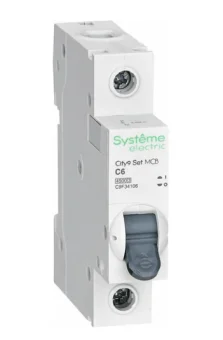 Фото Автоматический выключатель Systeme Electric City9 set ав с, 6 А, 1 Р, 4.5 kА, 230 В C9F34106 