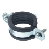 Хомут металлический с резинкой 1 Размер 32-35 мм со шпильк. и дюбел. Хомут металлический с резинкой 1 Размер 32-35 мм со шпильк. и дюбел.