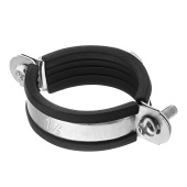 Хомут металлический с резинкой 1 1/2 Размер 48-53 мм со шпильк. и дюбел. Хомут металлический с резинкой 1 1/2 Размер 48-53 мм со шпильк. и дюбел.