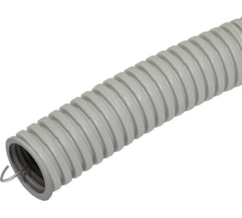 Фото Труба гофрированная (серая) ПВХ d 32мм с зонд.