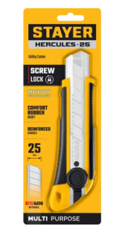 Купить Нож с винтовым фиксатором Stayer HERCULES-25 сегментированные лезвия 25 мм