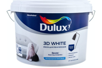 Фото Краска интерьерная Dulux 3D White база BW белая 2,5 л (Малое)