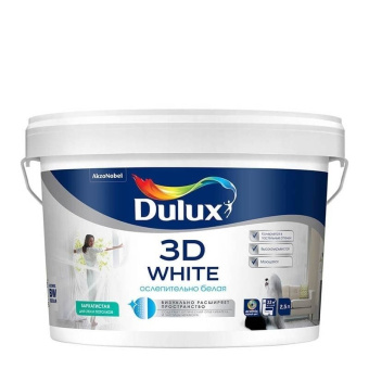 Фото Краска интерьерная Dulux 3D White база BW белая 9 л