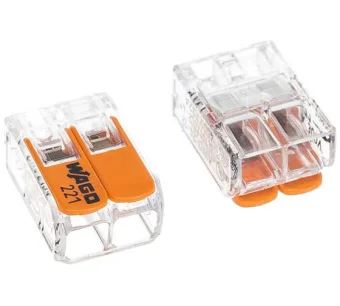 Фото Клеммы WAGO NEW 221-412 (2п 0,8х2,5мм2 с рычажком) прозрачные