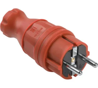 Фото Вилка прямая ВБп3-1-0м IP44 ОМЕГА каучук красная IEK